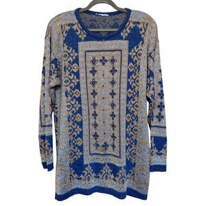 Vintage 80s Sweater‎ Large Shiny Metallic Sparkle Rhinestone Bling Regency USA